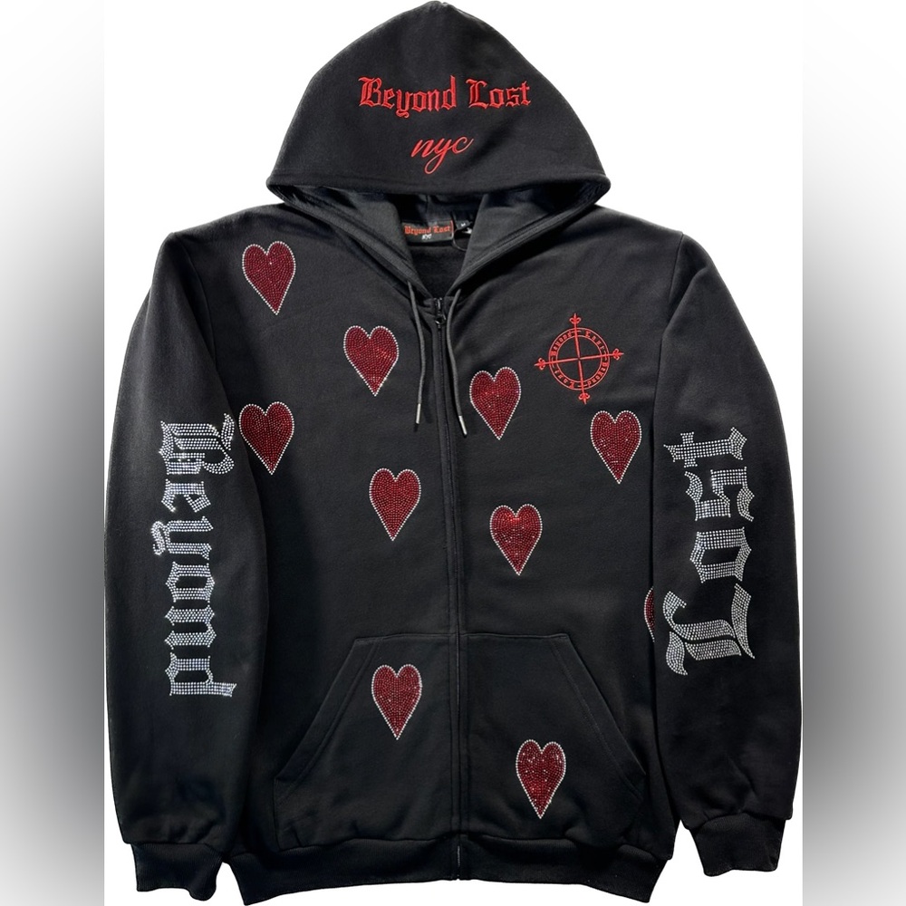 Heart rhinestone Beyond Lost NYC Oversized Sweater